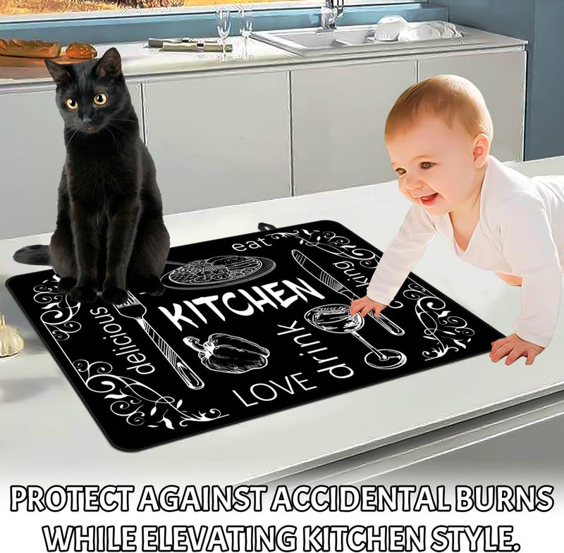 Seimip Black Stove Top Covers for Electric Stove, All Seasons Stove Cover Heat Resistant Glass Stove Top Pad for Kitchen, Mardi Gras Induction Cooktop Protector Spring Stove Top Mat Washable Oven Cover - Image 5